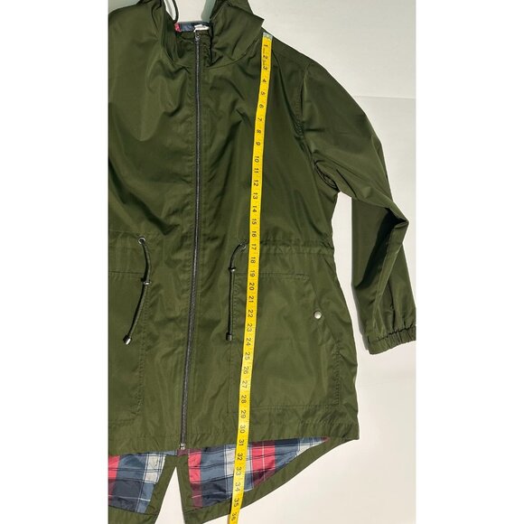 Time and Tru Women’s Green Windbreaker Jacket XL Hooded Zip Up Drawstring Waist - Picture 10 of 10